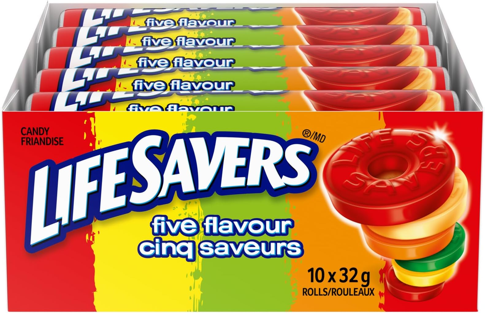 Bonbons durs, cinq saveurs classiques, emballés individuellement, sac ...